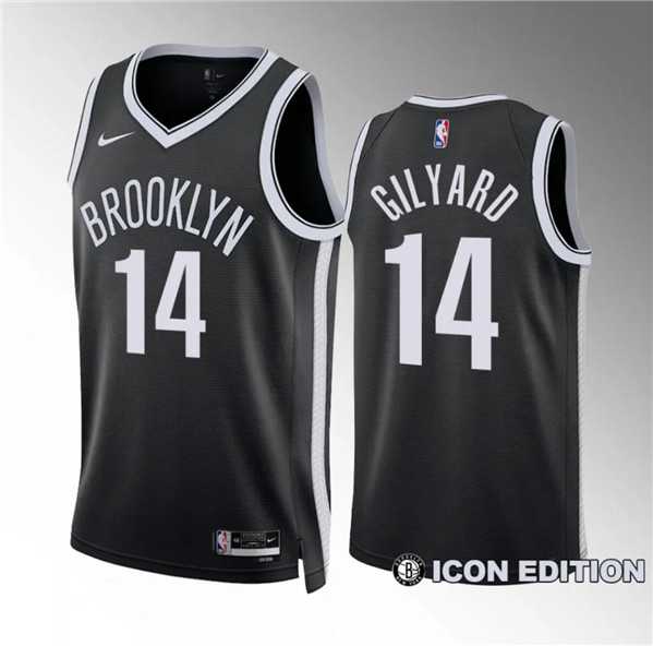Mens Brooklyn Nets #14 Jacob Gilyard Black Draft Icon Edition Stitched Basketball Jersey Dzhi->->NBA Jersey